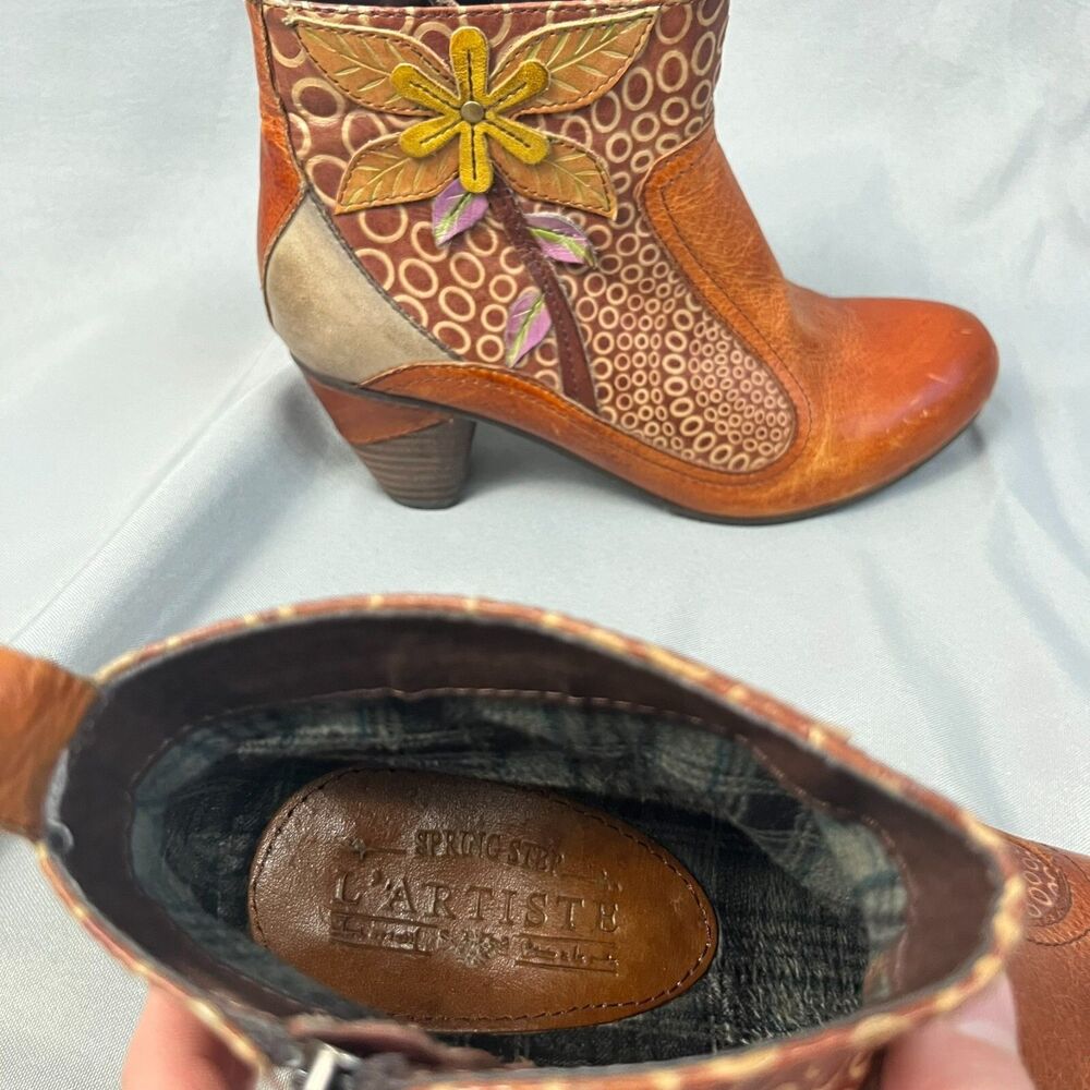 L’Artiste Brown Leather Boots‎ Womens Sz 6.5 Artsy Statement Espresso Fall Style - Picture 5 of 9
